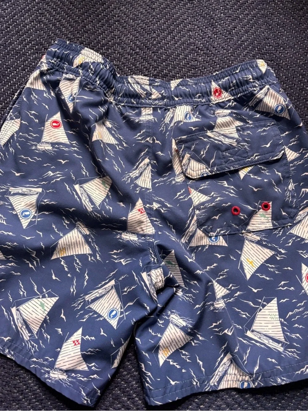 Vineyard Vines Navy Sailboat Print Swim Trunks